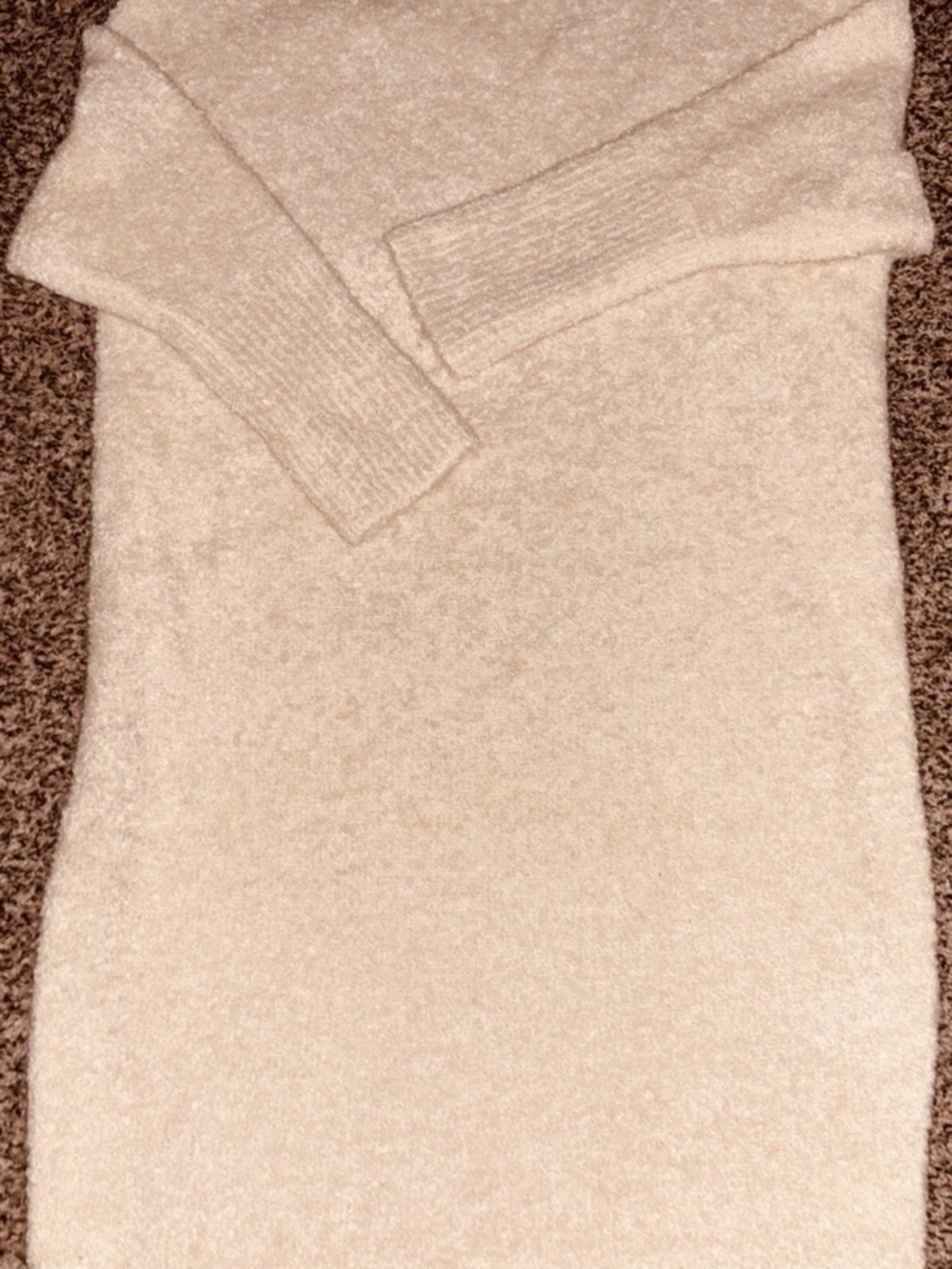 Express Cream Off-Shoulder Long Sleeve Sweater Dress Size XL Soft Cozy Chic Warm